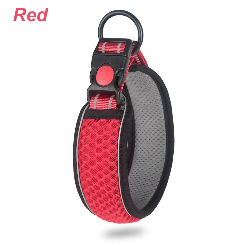 Reflective Breathable Adjustable Nylon Dog Collar